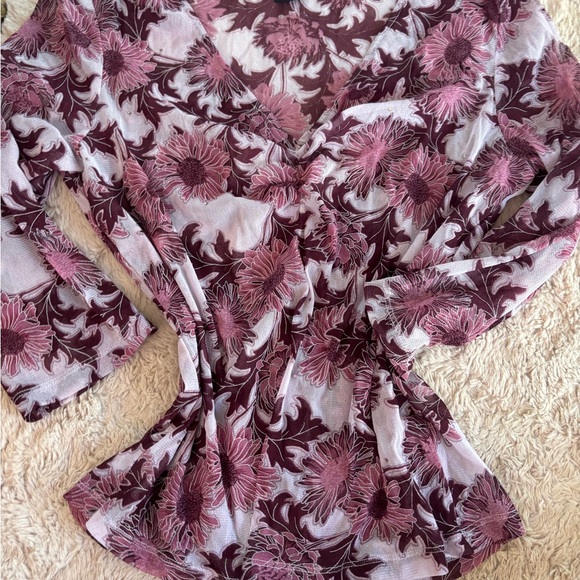 floral boho blouse mesh top - Picture 1 of 5